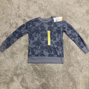 Mondetta Floral Sweatshirt Women’s Small Blue Watercolor Pullover Athletic Cozy